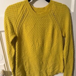 Loft Women’s Mustard Yellow Cotton Blend Knit Sweater Size Small Casual Chic